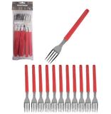 Garfo de mesa de inox cabo vermelho kit com 12 pecas primavera na solapa - Martinazzo