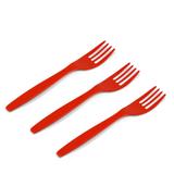 Garfo Plástico Descartável Sobremesa Vermelho 50 unidades - Kaixote