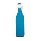 Garrafa Agua, Licor Vidro Azul Fosca 1 Litro C/ Tampa Yangzi
