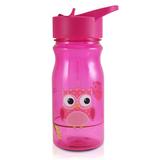 Garrafa C/ Canudo Retrátil Coruja Rosa Jacki Design