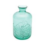 Garrafa decor vidro embossed leaf long verde 5.7x8.4x20cm - Urban