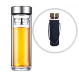 Garrafa Detox Vidro Cha Infusor Inox Na Tampa Azul 550ml - Pdv