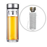 Garrafa Detox Vidro Cha Infusor Inox Na Tampa Cinza 550ml - Pdv
