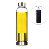 Garrafa Detox Vidro Cha Infusor Inox No Fundo Preto 550ml - Pdv