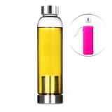 Garrafa Detox Vidro Cha Infusor Inox No Fundo Rosa 550ml - Pdv