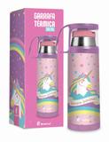 Garrafa térmica c/ caneca p - bichinhos - unicórnio 2 - Brasfoot