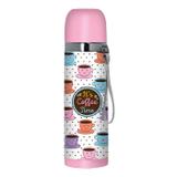 Garrafa Térmica Inox 450ml Quente Frio Decorada Café Rosa - Art house