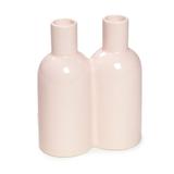 Garrafinha Dupla Em Cerâmica Rosa P/ Flor Decoração - Cromus