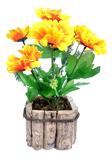 Gérbera Amarela Arranjo Flor Artificial Com Vaso Rústico Em Madeira - Flordecorar