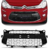 Grade Dianteira Para-Choque Citroen C3 2013 2014 2015 2016 2017 2018 2019Preta Friso Cromado Colmeia - G. componentes