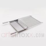 Grelha de inox argentina com area de apoio 30x60cm - Arteinoxx