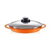 Grill Smart Pot com Revestimento Cerâmico e Tampa de Vidro - 26CM - Laranja - Roichen