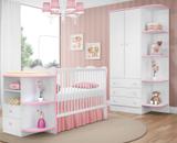 Guarda Roupa 2 Portas com Cantoneira + Berço com Cantoneira Doce Sonho Kit 2 Peças - QMovi
