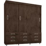 Guarda Roupa 3 portas de correr 9 gavetas 3900- Araplac