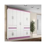 Guarda Roupa Casal 10 Portas 4 Gav Branco Lilas - Araplac