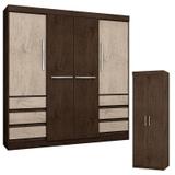 Guarda Roupa Casal 1477 e Armário Multiuso 6020 Imbuia Avelã Flex - Araplac