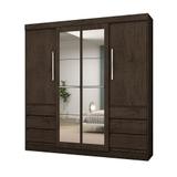 Guarda Roupa Casal 1577 4 Portas com Espelho 6 Gavetas Imbuia - Araplac