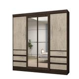 Guarda Roupa Casal 1577 4 Portas com Espelho 6 Gavetas Imbuia/Avelã - Araplac