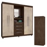 Guarda Roupa Casal 1618 e Armário Multiuso 6020 Imbuia/Avelã - Araplac