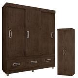 Guarda Roupa Casal 18495 e Armário Multiuso 6020 Imbuia Avelã Flex - Araplac