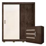 Guarda Roupa Casal 1923 e Cômoda 8000 Imbuia Baunilha Flex - Araplac
