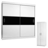 Guarda Roupa Casal 1940 e Armário Multiuso 6020 Branco Flex - Araplac