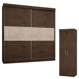 Guarda Roupa Casal 1940 e Armário Multiuso 6020 Imbuia Avelã Flex - Araplac