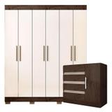 Guarda Roupa Casal 1962 e Cômoda 8000 Imbuia Baunilha - Araplac