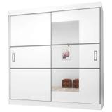 Guarda Roupa Casal 2 Portas de Correr com Espelho 2040 Branco/Preto - Araplac