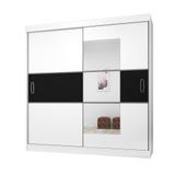 Guarda Roupa Casal 2040 2 Portas Deslizantes com Espelho 4 Gavetas Branco/Preto - Araplac