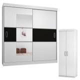Guarda Roupa Casal 2040 e Armário Multiuso 6020 Branco Flex - Araplac