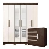 Guarda Roupa Casal 2062 e Cômoda 8000 Imbuia Baunilha - Araplac