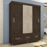 Guarda Roupa Casal 3 Portas 3 Gavetas 18495 Araplac - Imbuia - Avelã
