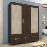 Guarda Roupa Casal 3 Portas 3 Gavetas 18495 Araplac - Imbuia - Avelã