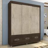 Guarda Roupa Casal 3 Portas 3 Gavetas 18495 Araplac - Imbuia - Avelã