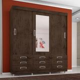 Guarda Roupa Casal 3 Portas 9 Gavetas C Espelho Flex Color - Araplac