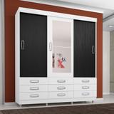Guarda Roupa Casal 3 Portas 9 Gavetas C Espelho Flex Color - Araplac