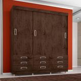Guarda Roupa Casal 3 Portas 9 Gavetas Flex Color - Araplac