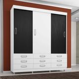 Guarda Roupa Casal 3 Portas 9 Gavetas Flex Color - Araplac