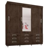 Guarda Roupa Casal 3 Portas de Correr com Espelho 4900 Imbuia/Avelã - Araplac