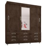 Guarda Roupa Casal 3 Portas de Correr com Espelho 4900 Imbuia/Avelã - Araplac