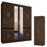 Guarda Roupa Casal 3430 e Armário Multiuso 6020 Imbuia - Araplac