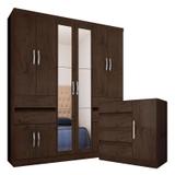Guarda Roupa Casal 3430 e Cômoda 8000 Imbuia - Araplac
