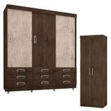 Guarda Roupa Casal 3900 e Armário Multiuso 6020 Imbuia Avelã Flex - Araplac