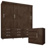 Guarda Roupa Casal 3900 e Cômoda 8000 Imbuia Araplac