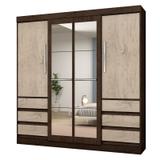 Guarda Roupa Casal 4 Portas 1577 Imbuia/Avelã - Araplac
