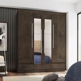 Guarda Roupa Casal 4 Portas 4 Gavetas C/ Espelho Imbuia - Araplac