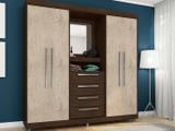 Guarda-roupa Casal 4 Portas 4 Gavetas - com Penteadeira Araplac Moscou com Espelho