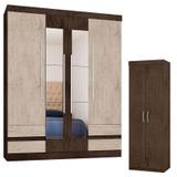 Guarda Roupa Casal 4400 e Armário Multiuso 6020 Imbuia Avelã Flex - Araplac