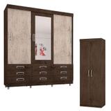 Guarda Roupa Casal 4900 e Armário Multiuso 6020 Imbuia/Avelã Flex - Araplac